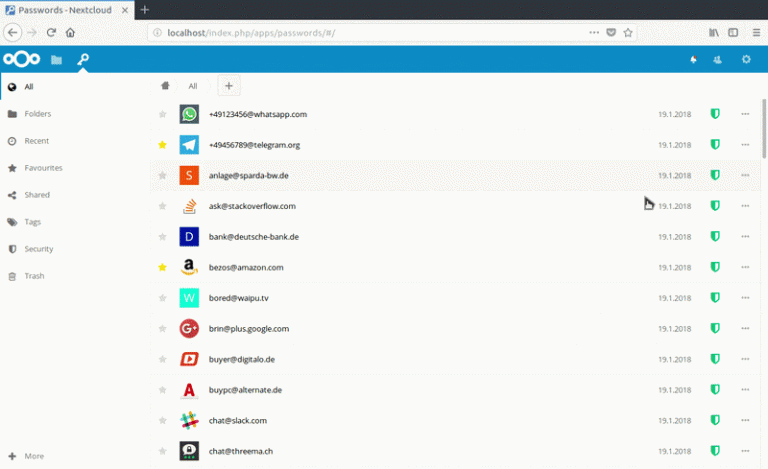 Nextcloud passwords share animation
